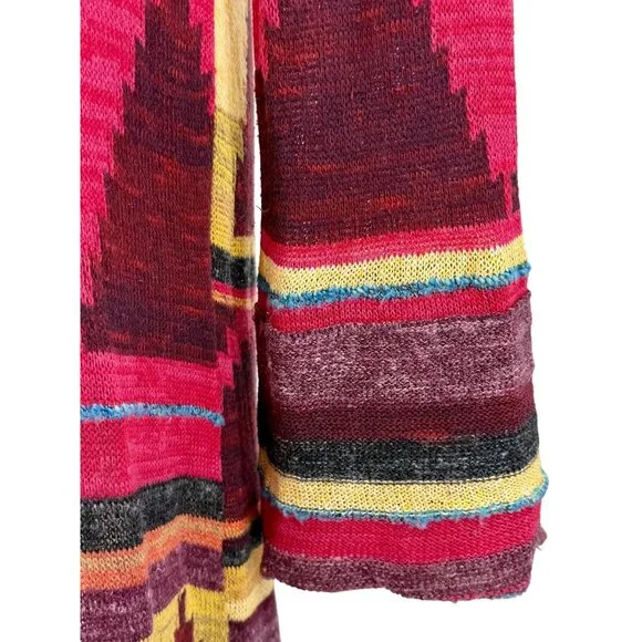 Free People Hooded Long Multicolor Cardigan | Boho Coastal Cowgirl Tribal Indie - Picture 11 of 16